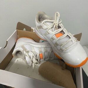 Kids White and Orange Sneakers